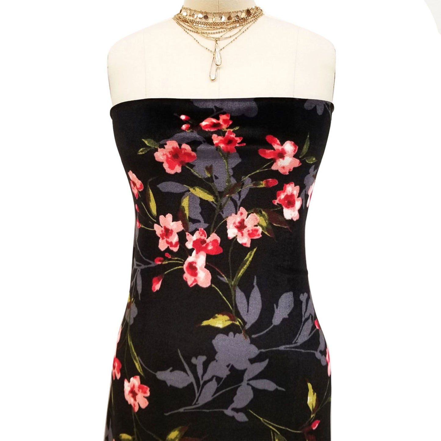 P-584-700-BLACK-RED - PRINTED VELVET 96% POLY 6% SPANDEX
