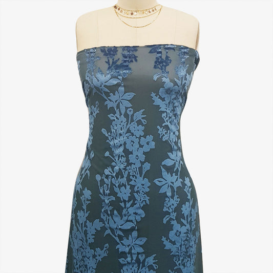 P-593-VELVET-PEACOCK - PRINTED BURNT-OUT VELVET 68% POLY 24% NYLN 8% SPANDEX