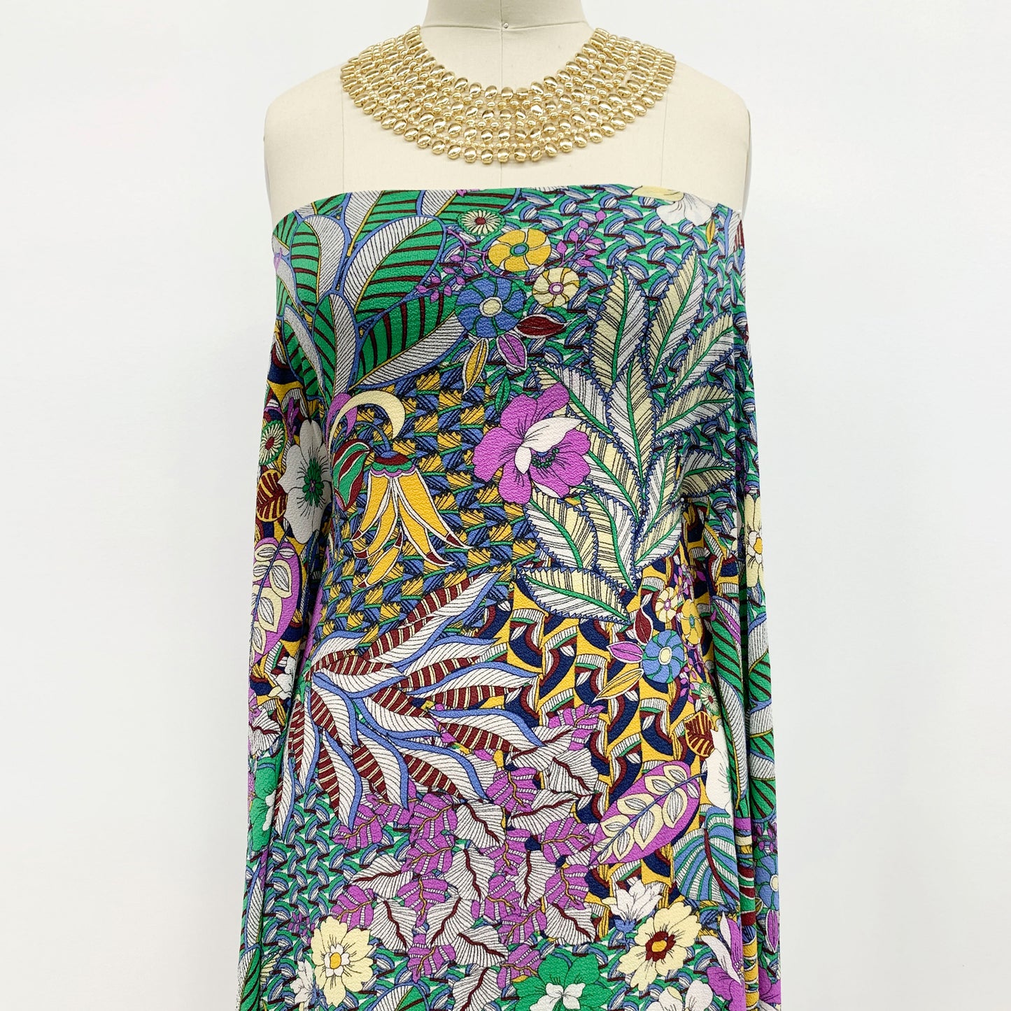 P-596-586-KELLY-GREEN-ORCHID - PRINTED CREPE CHIFFON 97% POLY 3% SPANDEX
