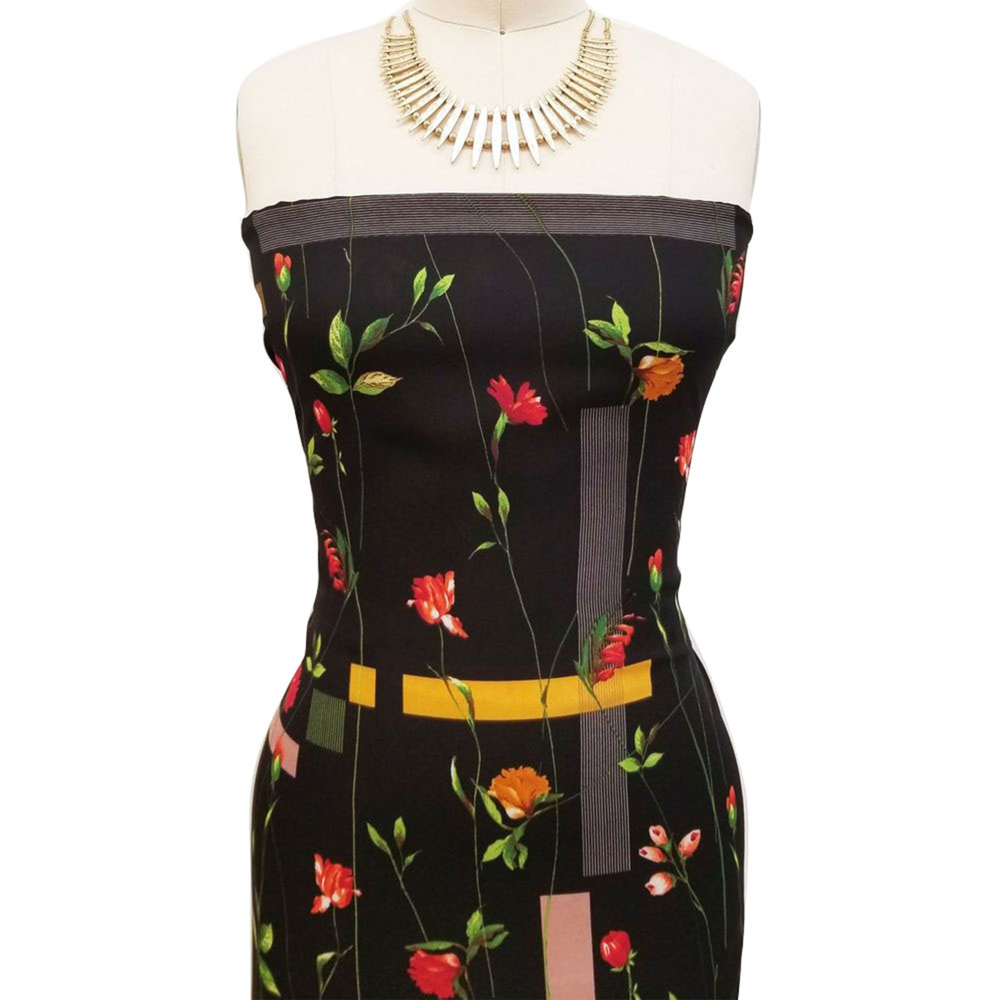 P-600-504-BLACK-RED - PRINTED WOOL DOBBY 100% POLYESTER