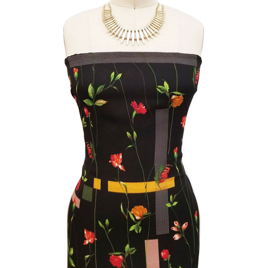 P-600-504-BLACK-RED - PRINTED WOOL DOBBY 100% POLYESTER