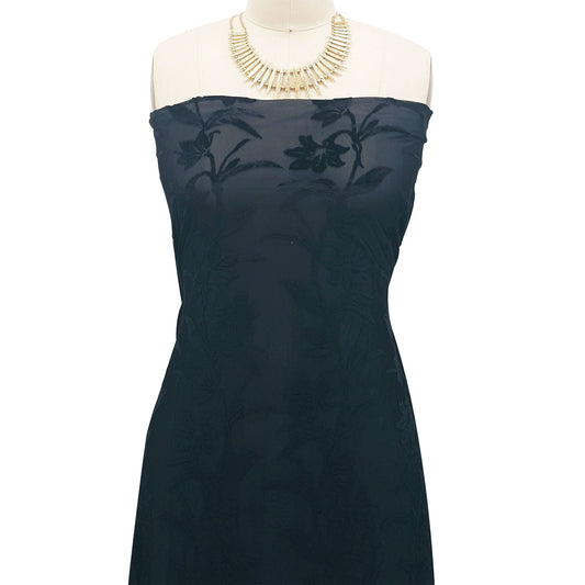 P-603-VELVET-BLACK - PRINTED BURNT-OUT VELVET 68% POLY 24% NYLON 8% SPANDEX