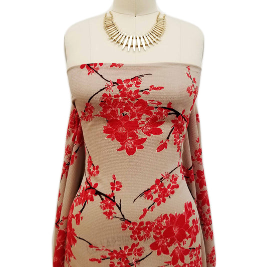 P-611-586-TAUPE-RUST - PRINTED CREPE CHIFFON 97% POLY 3% SPANDEX