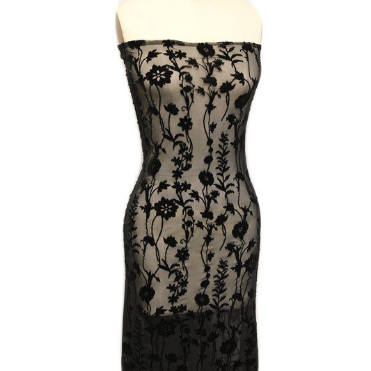P-613-453-BLACK - PRINTED POLY POWER MESH FLOCKING 92% POLY 8% SPANDEX