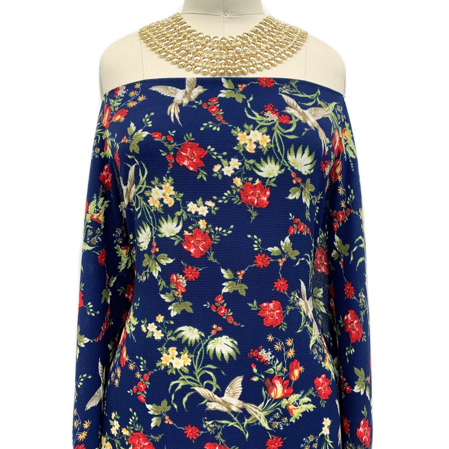 P-618-586-NAVY-RED - PRINTED CREPE CHIFFON 97% POLY 3% SPANDEX