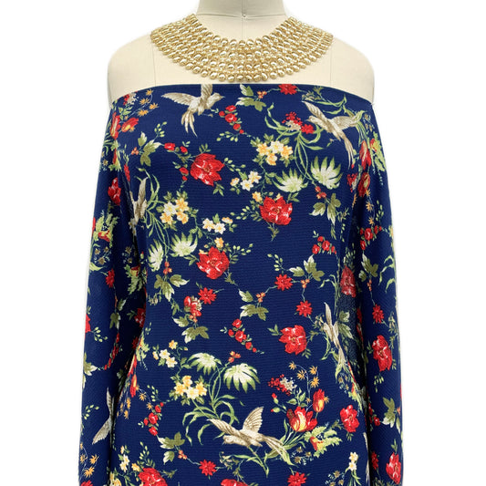 P-618-586-NAVY-RED - PRINTED CREPE CHIFFON 97% POLY 3% SPANDEX