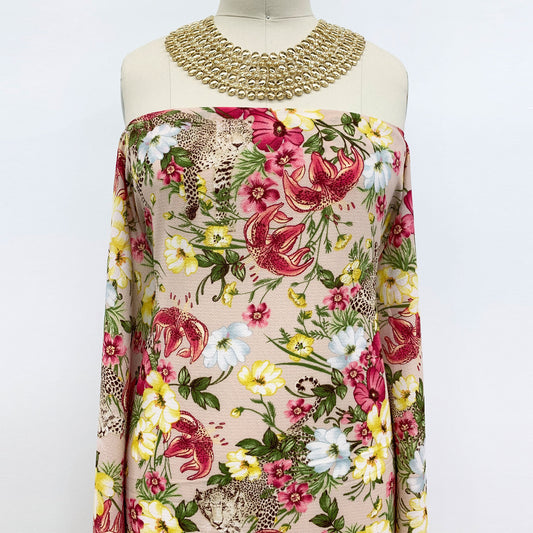 P-619-586-BLUSH-YELLOW - PRINTED CREPE CHIFFON 97% POLY 3% SPANDEX