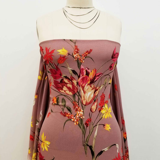 P-623-586-MAUVE-PEACH - PRINTED CREPE CHIFFON 97% POLY 3% SPANDEX