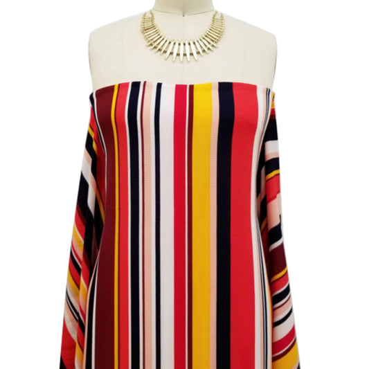 P-651-586-NAVY-HOT-CORAL - PRINTED CREPE CHIFFON 97% POLY 3% SPANDEX