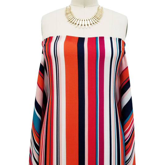 P-651-586-NAVY-TURQUOISE - PRINTED CREPE CHIFFON 97% POLY 3% SPANDEX