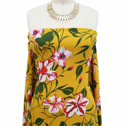 P-665-504-GOLDEN-MUSTARD-ORANGE - PRINTED WOOL DOBBY 100% POLYESTER