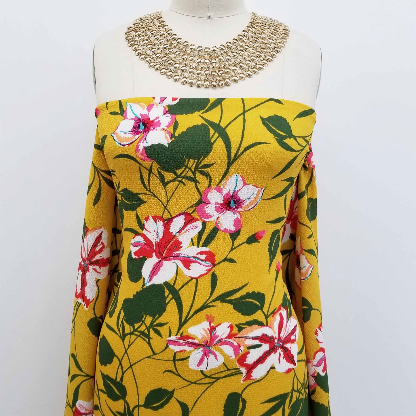 P-665-586-GOLDEN-MUSTARD-ORANGE - PRINTED CREPE CHIFFON 97% POLY 3% SPANDEX