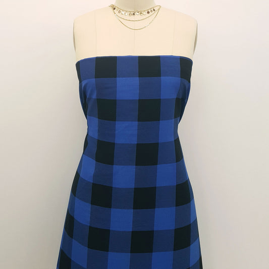 P-676-734-BLUE-BLACK - PRINT WOOL PEACH 100% POLYESTER