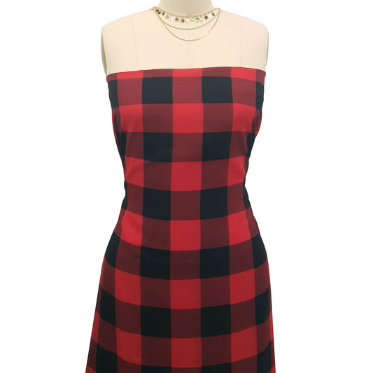 P-676-734-RED-BLACK - PRINT WOOL PEACH 100% POLYESTER