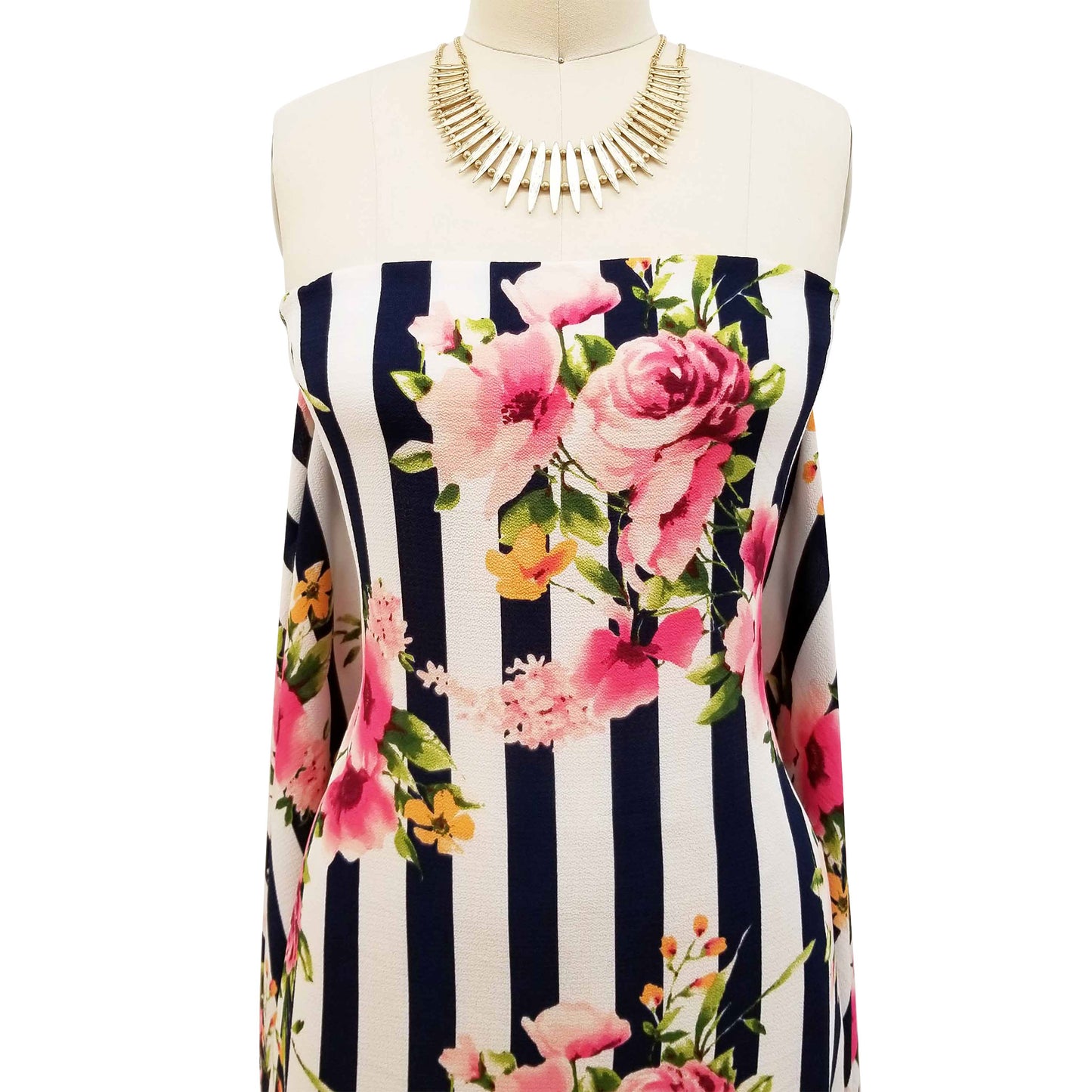 P-686-586-NAVY-PINK - PRINTED CREPE CHIFFON 97% POLY 3% SPANDEX