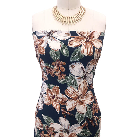 P-688-754-PARISIAN-NAVY-CARAMEL - PRINTED POLY MOROCCAN 100% POLY