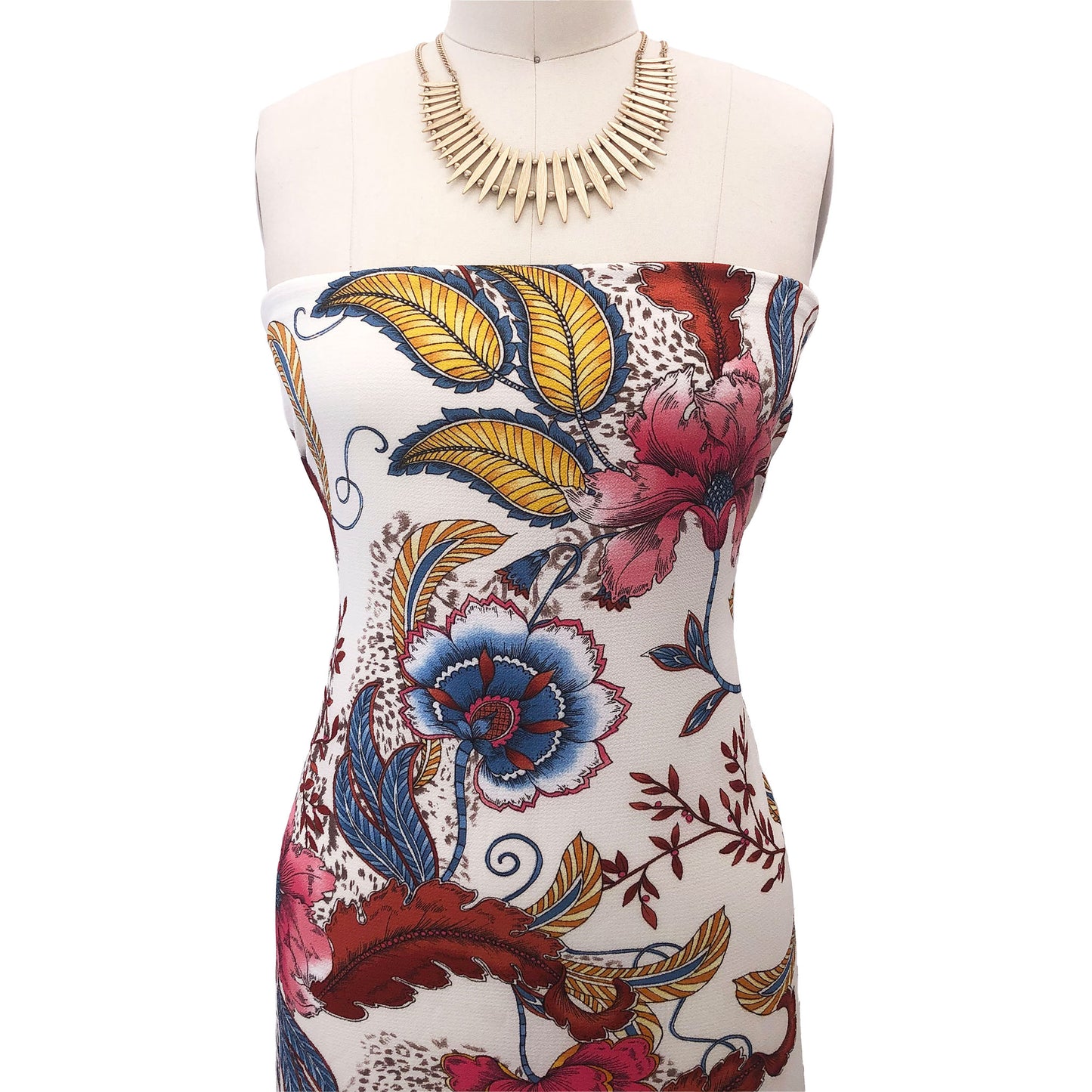 P-690-586-IVORY-ROSE-PINK - PRINTED CREPE CHIFFON 97% POLY 3% SPANDEX