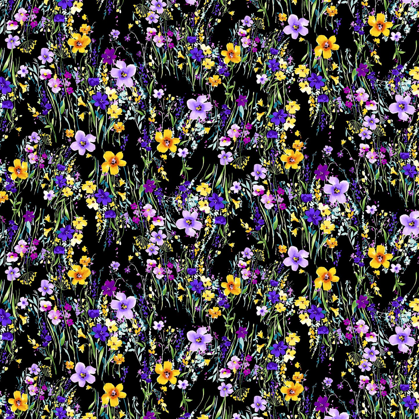 P-695-504-BLACK-LILAC - PRINTED WOOL DOBBY 100% POLYESTER