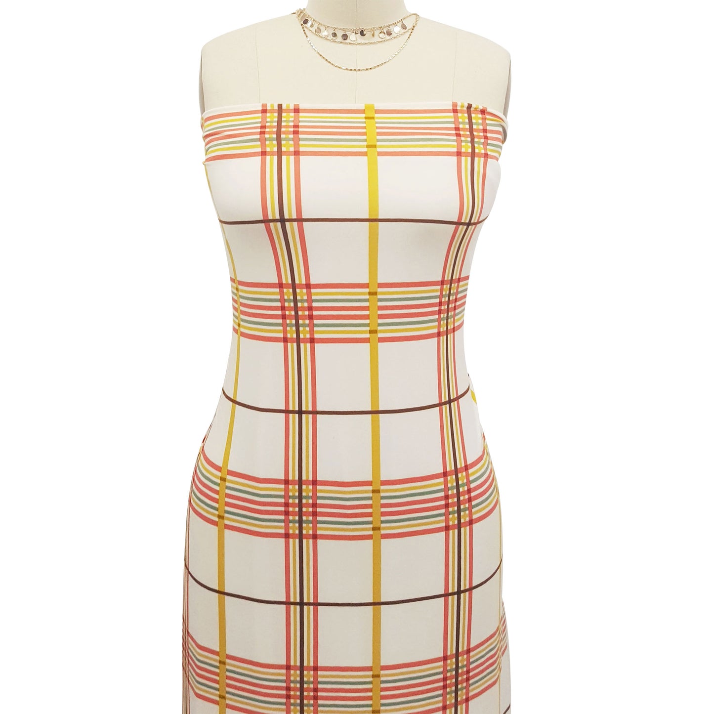 P-713-668-OFFWHITE-GOLD - PRINTED DTY 92% POLY 8% SPANDEX DTY DOUBLE SIDED BRUSH