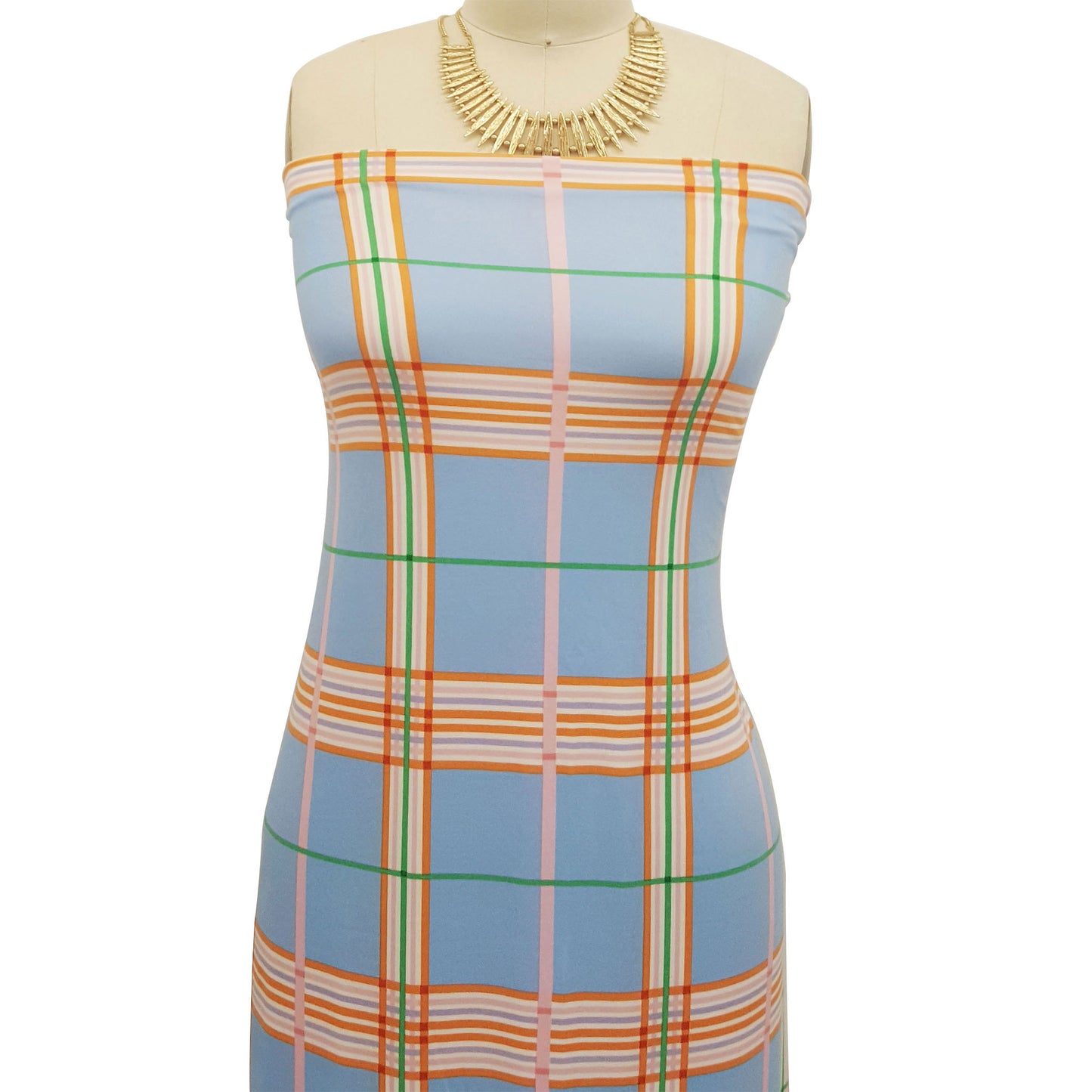 P-713-668-SKY-BLUE-ORANGE - PRINTED DTY 92% POLY 8% SPANDEX DTY DOUBLE SIDED BRUSH