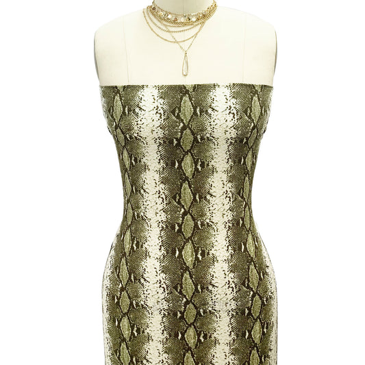 P-725-586-OFFWHITE-OLIVE - PRINTED CREPE CHIFFON 97% POLY 3% SPANDEX