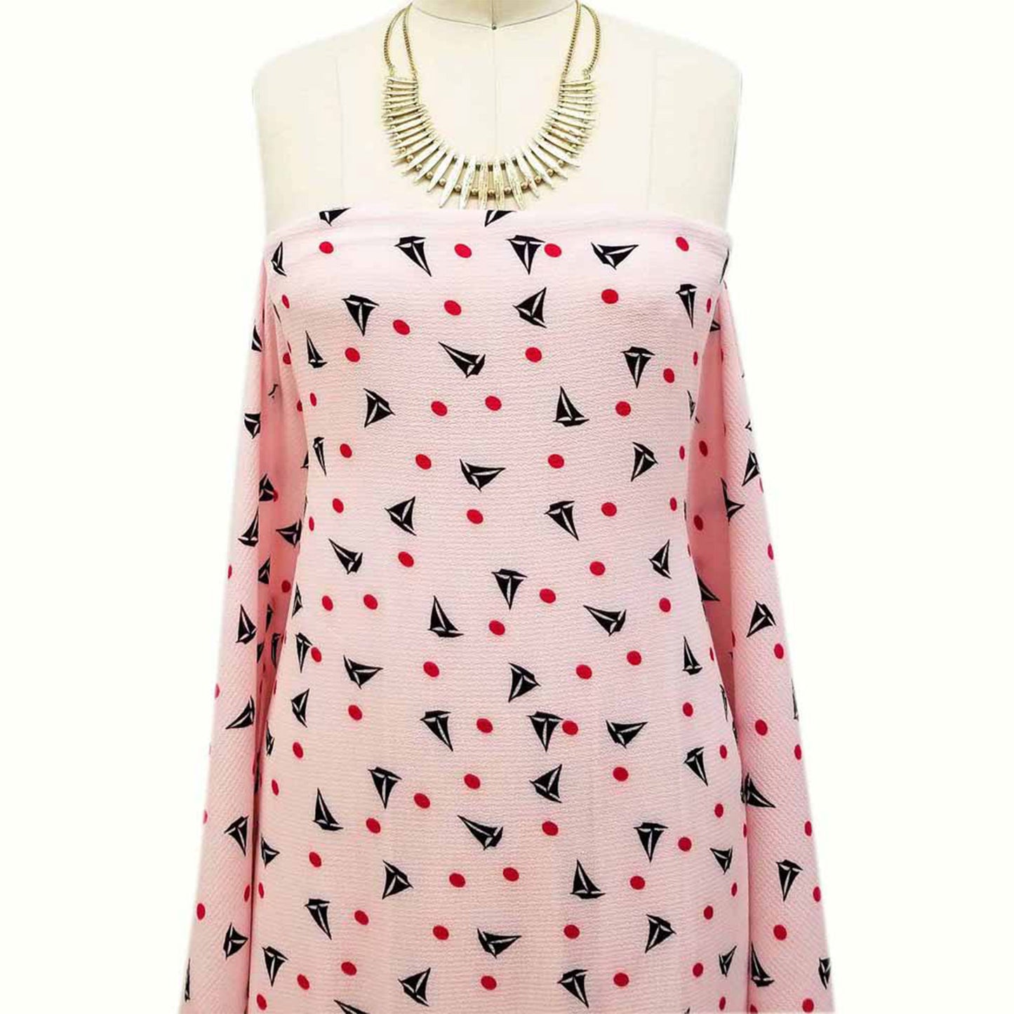 P-730-586-BABY-PINK-RED - PRINTED CREPE CHIFFON 97% POLY 3% SPANDEX