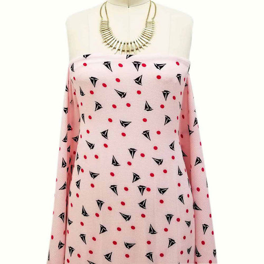 P-730-586-BABY-PINK-RED - PRINTED CREPE CHIFFON 97% POLY 3% SPANDEX