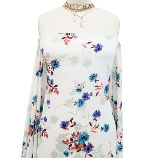 P-80B-586-OFFWHITE-LAVENDER - PRINTED CREPE CHIFFON 97% POLY 3% SPANDEX