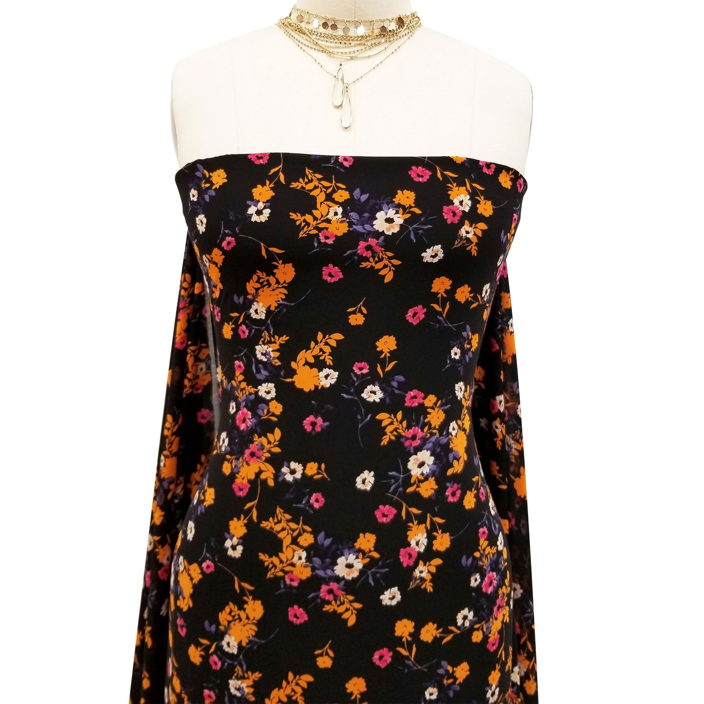 P-81B-502-BLACK-RASPBERRY - PRINTED 100% POLY CHELSEA CHIFFON