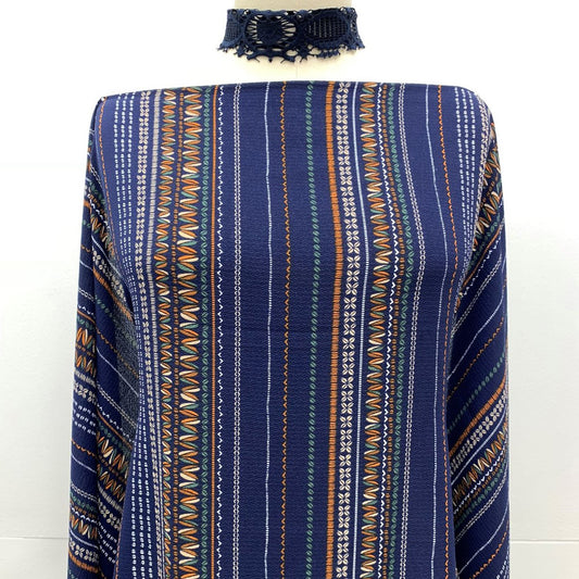 P-831-586-NAVY-GINGER - PRINTED CREPE CHIFFON 97% POLY 3% SPANDEX