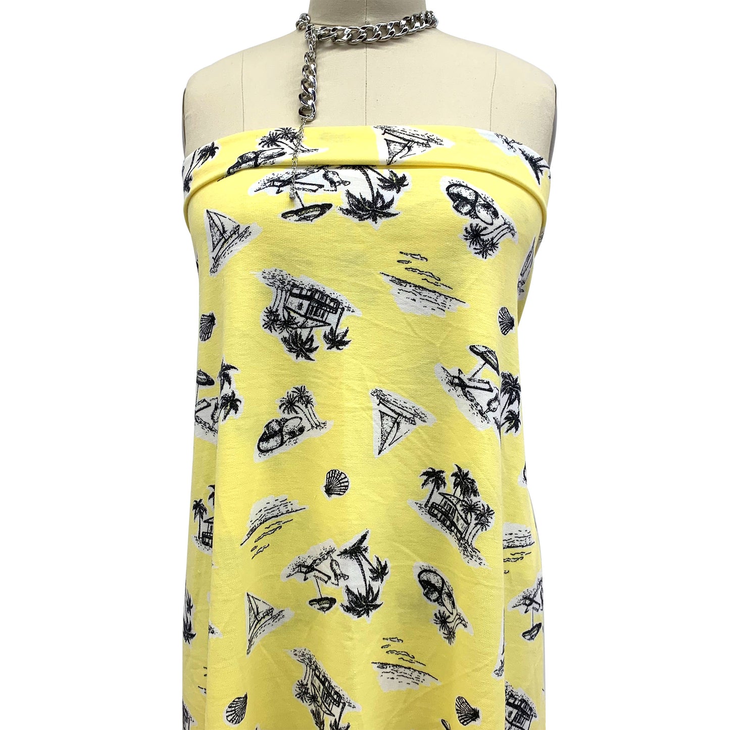 P-836-506-SUNSHINE-BLACK-PRINTED FRENCH TERRY 63%POLY 33%RAYON 4% SPANDEX