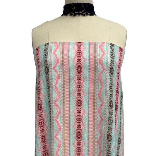 P-848-586-AQUA-PINK - PRINTED CREPE CHIFFON 97% POLY 3% SPANDEX