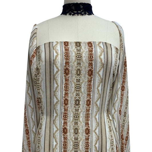 P-848-586-TAN-NEUTRAL - PRINTED CREPE CHIFFON 97% POLY 3% SPANDEX