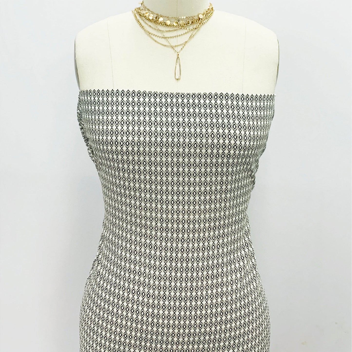 P-885-504-TAN-BLACK - PRINTED WOOL DOBBY 100% POLYESTER