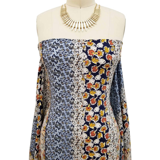 P-899-698-NAVY-DENIM - PRINTED RAYON CHALLIS 100% RAYON CHALLIS