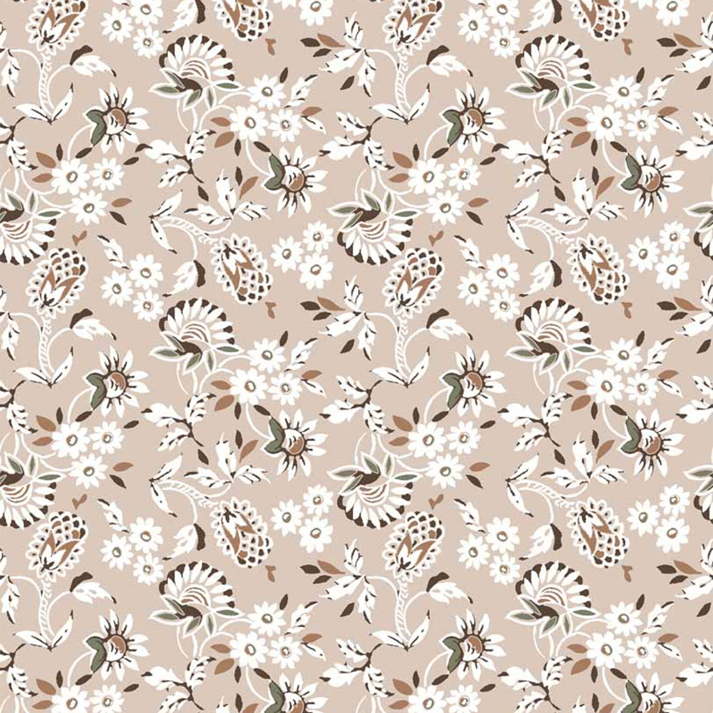 P-906-456-ROSE-CLOUD-CARAMEL - PRINTED STRETCH SATIN 100% POLY