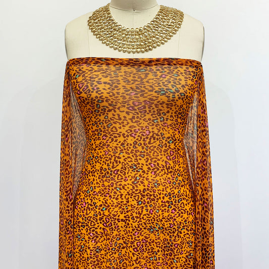 P-912-453-ORANGE-AQUA - PRINTED POLY POWER MESH 92%POLY 8%SPANDEX