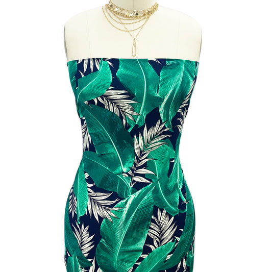 P-918-586-NAVY-GREEN - PRINTED CREPE CHIFFON 97% POLY 3% SPANDEX