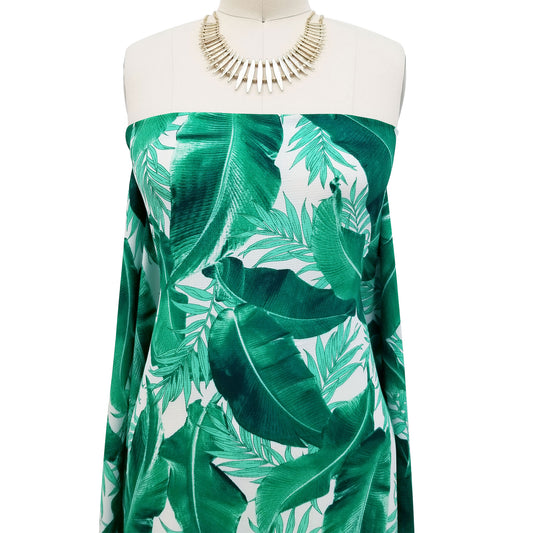P-918-586-OFFWHITE-GREEN - PRINTED CREPE CHIFFON 97% POLY 3% SPANDEX