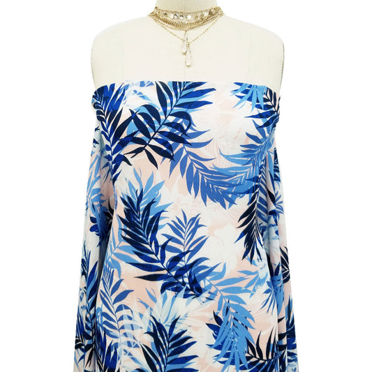 P-965-504-PEACH-BLUE - PRINTED WOOL DOBBY 100% POLYESTER