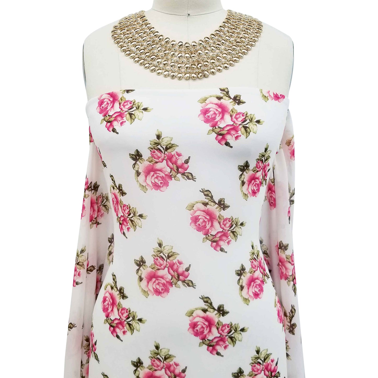 P-98-502-OFFWHITE-PEACH - PRINTED 100% POLY CHELSEA CHIFFON