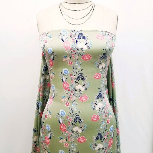 P-99-SATIN-SAGE-ROSE - PRINTED SATIN CHIFFON 100% POLYESTER