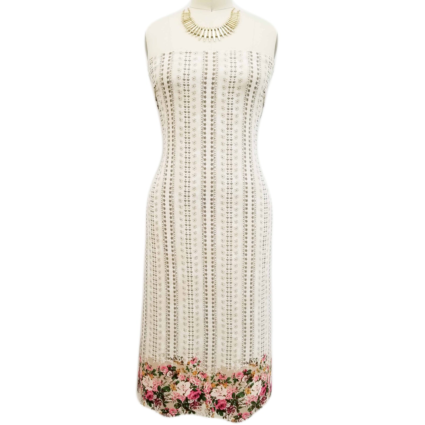 PD-108-B-586-CHAMPAGNE-ROSE - DOUBLE BORDER CREPE CHIFFON 97% POLY 3% SPANDEX