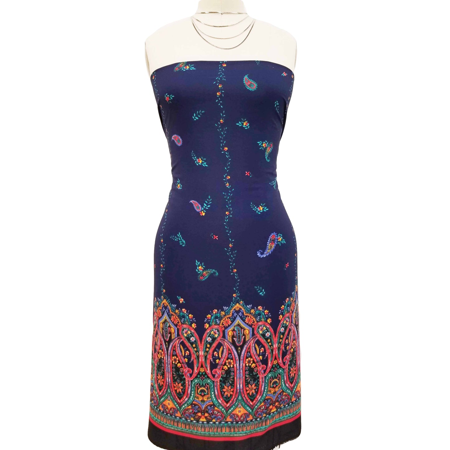 PD-1208-D754-NAVY-RED - DOUBLE BORDER PRINTED POLY MOROCCAN 100% POLY