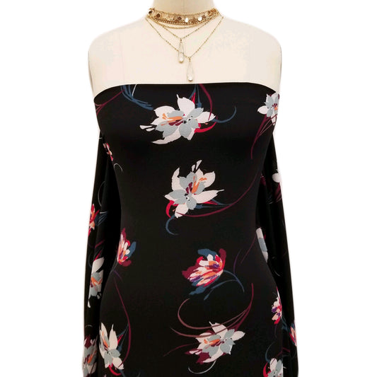 PD-124-586-BLACK-OPAL-BLUE - PRINTED CREPE CHIFFON 97% POLY 3% SPANDEX