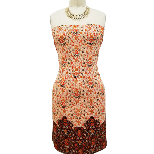 PD-20-734-CREAM-ORANGE - DOUBLE BORDER PRINT WOOL PEACH 100% POLYESTER