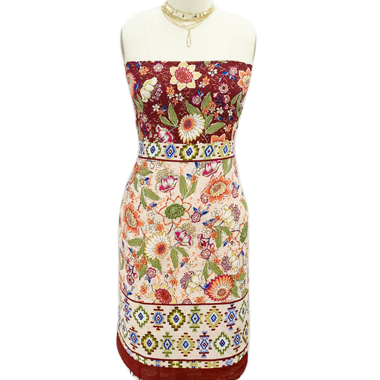 PD-310-586-BLUSH-MANGO - DOUBLE BORDER CREPE CHIFFON 97% POLY 3% SPANDEX