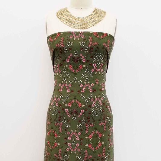 PD-424-734-OLIVE-PEACH - DOUBLE BORDER PRINT WOOL PEACH 100% POLYESTER