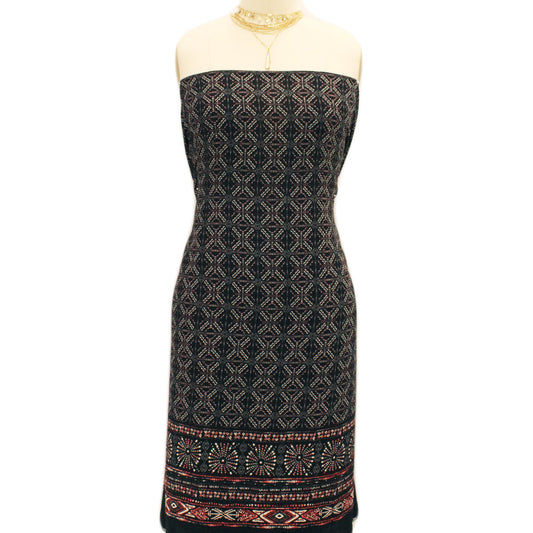 PD-58-586-BLACK-RUST - DOUBLE BORDER CREPE CHIFFON 97% POLY 3% SPANDEX