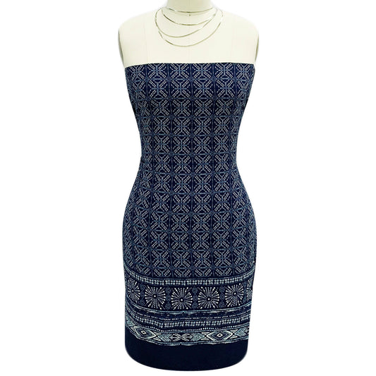 PD-58-586-NAVY-LTBLUE - DOUBLE BORDER CREPE CHIFFON 97% POLY 3% SPANDEX